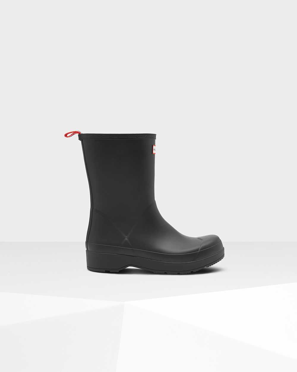 Mens Hunter Original Play Mid-Height Rain Boots Black | NGOLTQ-980